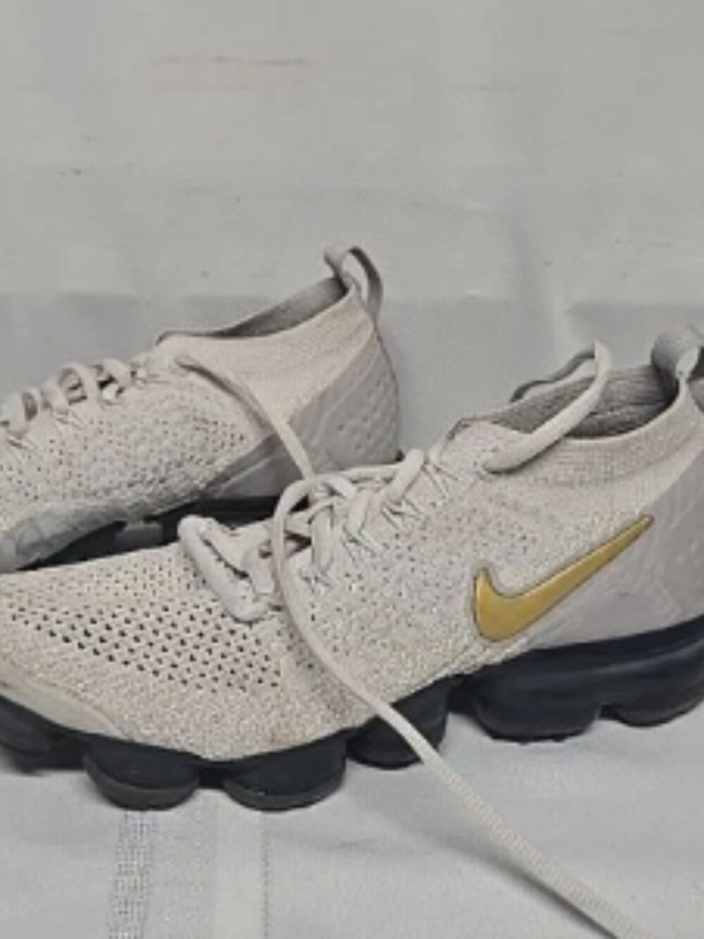 Nike Air Vapormax Flyknit 2 NBY Platinum Gold Womens Shoes 942843-010 Size 7.5